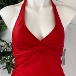 Athleta red Tara Halter tankini top